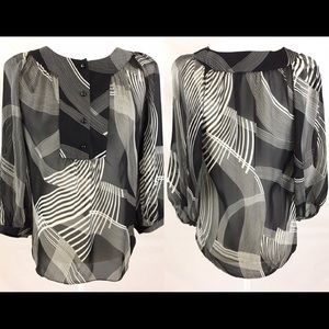 AK Anne Kline Black Sheer Blouse Size S